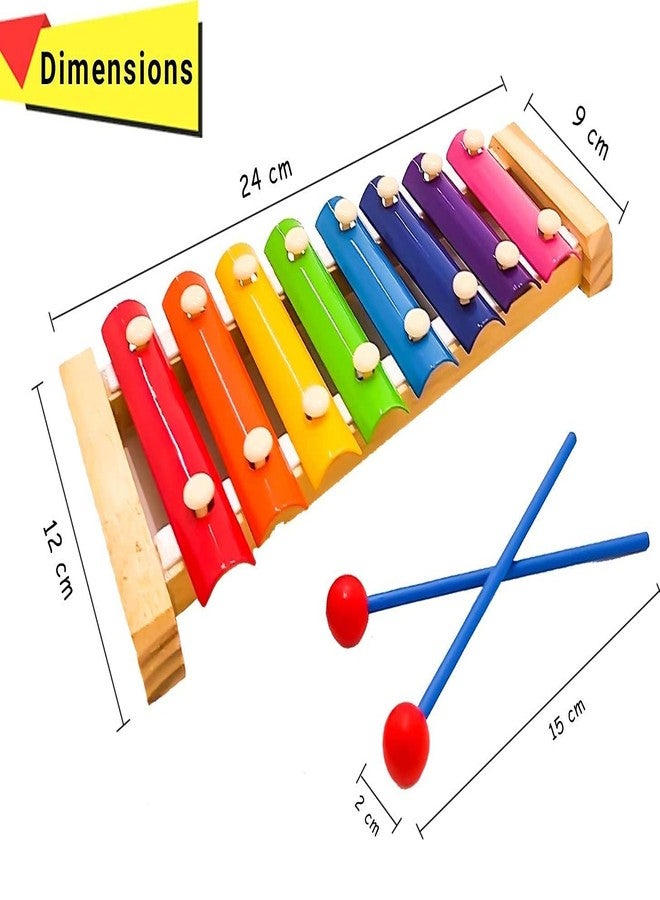 Shopfleet Ecofriendly Wooden Xylophone Kids First Musical Sound Instrument Toys 8 Note (Pack of 1) Multicolor - Image 2